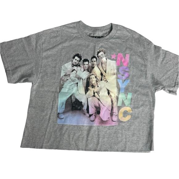 NSYNC Music Band Crew Neck Short Sleeve Crop Tee Sz M - Picture 1 of 9